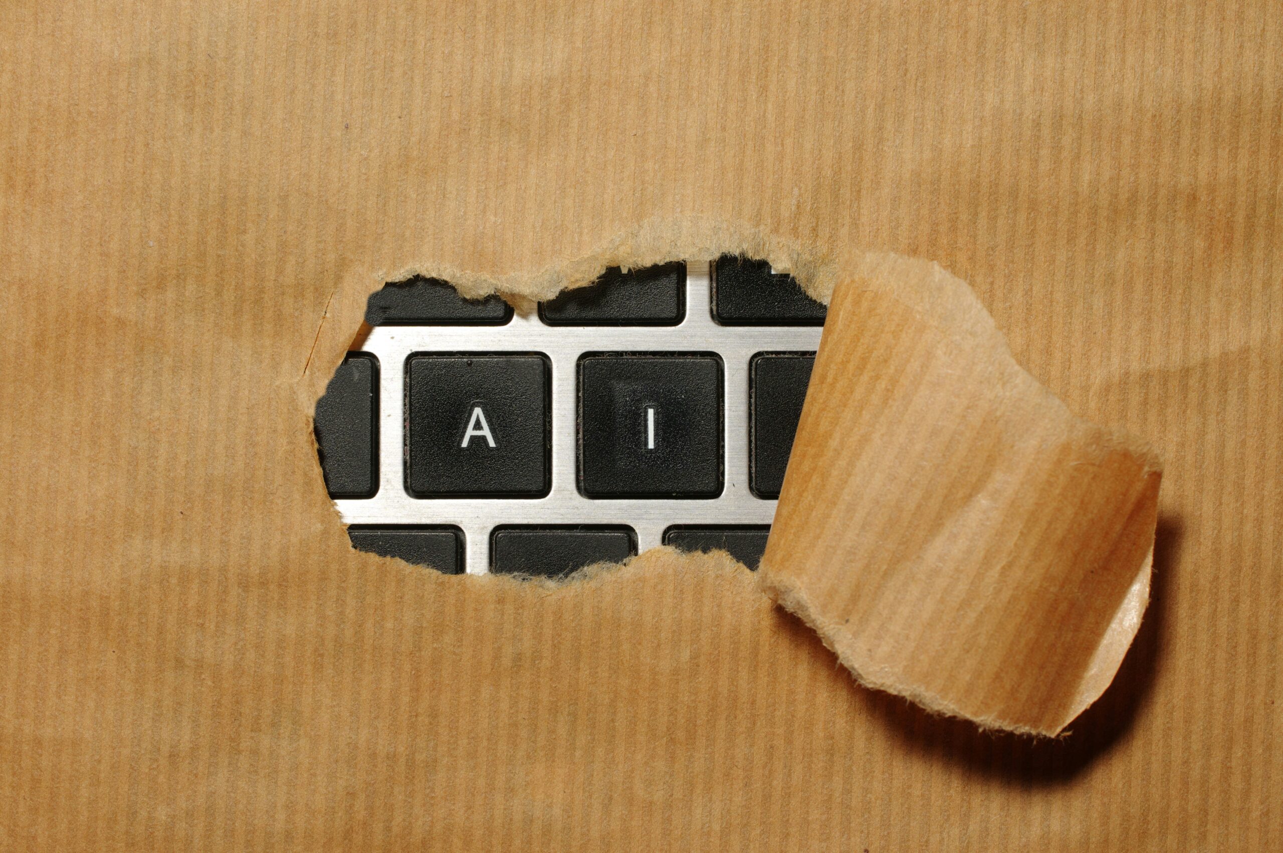 Blog 1 A piece of cardboard with a keyboard appearing through it